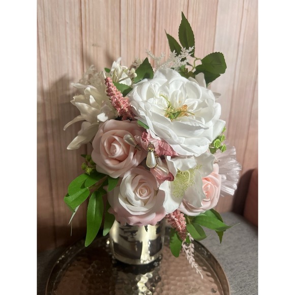 TINGE TIME 9 Inch Wedding Bouquets for Bride, Artificial Flower Cascading Bridal - Picture 3 of 7